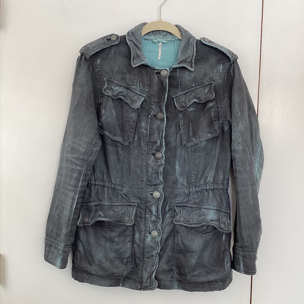 Free People, XS, Harley Military Jacket, Blue